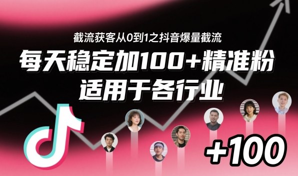 ??????????????????????????????????????????????截流獲客從0到1之抖音爆量截流,每天穩定加100+精準粉,適用于各行業