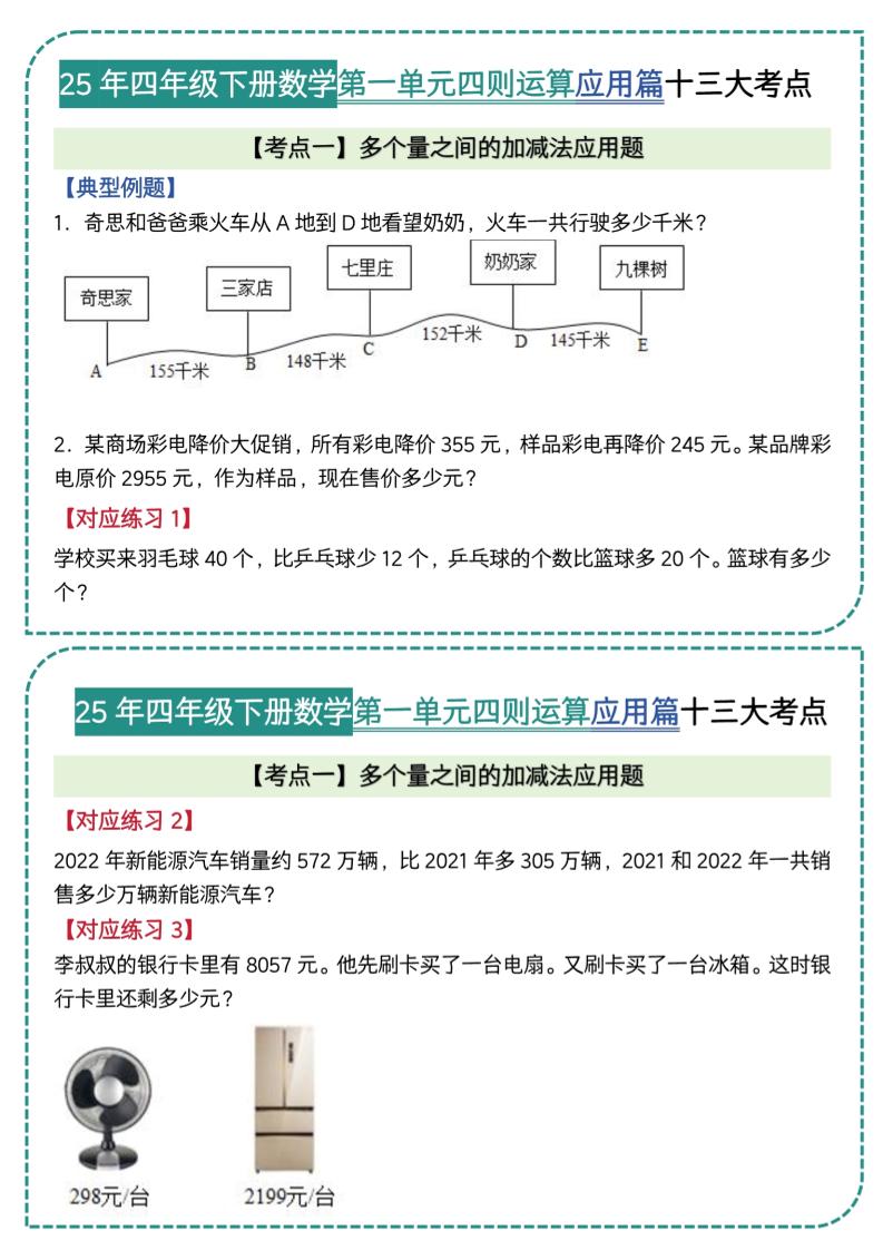 四年級下數學四則運算應用題篇十三大考點(5)