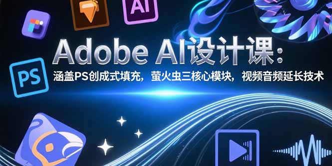 Adobe AI設(shè)計課：涵蓋PS創(chuàng)成式填充，螢火蟲三核心模塊，視頻音頻延長技術(shù)