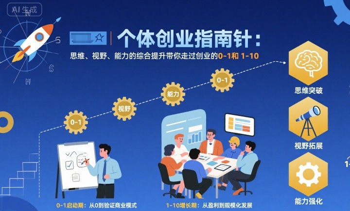 個體創業指南針，思維、視野、能力的綜合提升帶你走過創業的0-1和1-10【音頻】