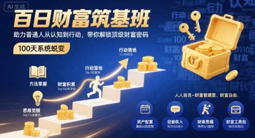 百日財富筑基班，助力普通人從認知到行動，帶你解鎖頂級財富密碼