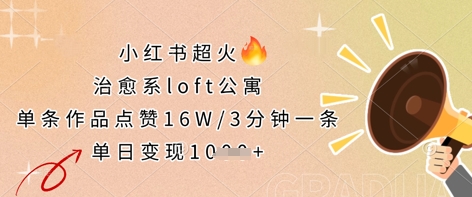 小紅書超火的治愈系loft公寓，單條作品點贊16W，3分鐘一條，單日變現數張