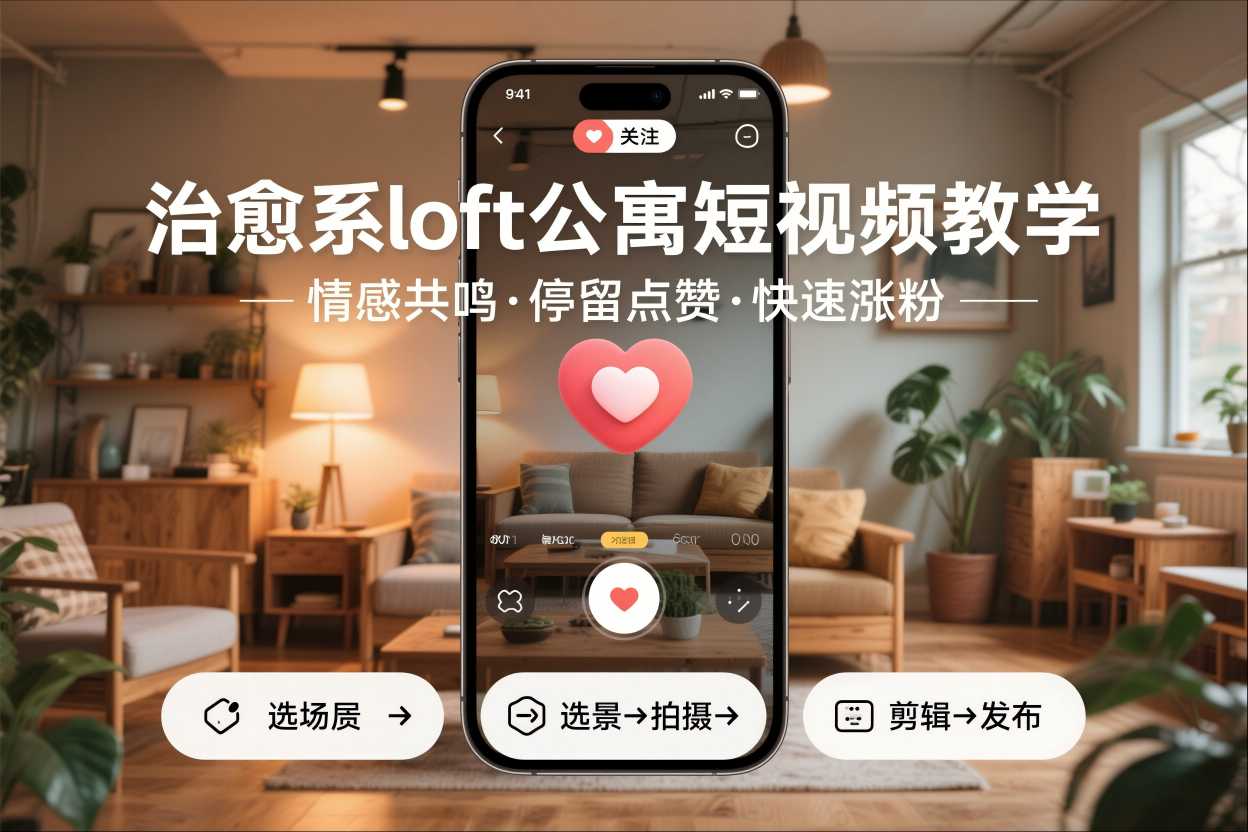 治愈系loft公寓短視頻制作教學(xué)，情感共鳴引停留點(diǎn)贊關(guān)注，快速起號(hào)漲粉