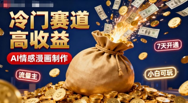 公眾號冷門賽道，用AI做情感漫畫，7天開通流量主，操作簡單，小白可玩