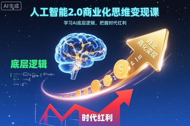 人工智能2.0商業化思維變現課，學習AI底層邏輯，把握時代紅利