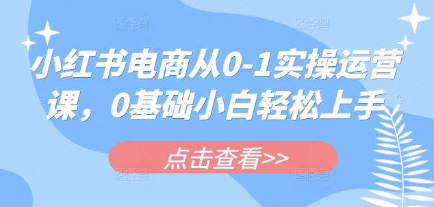 小紅書電商從0-1實操運營課，0基礎小白輕松上手
