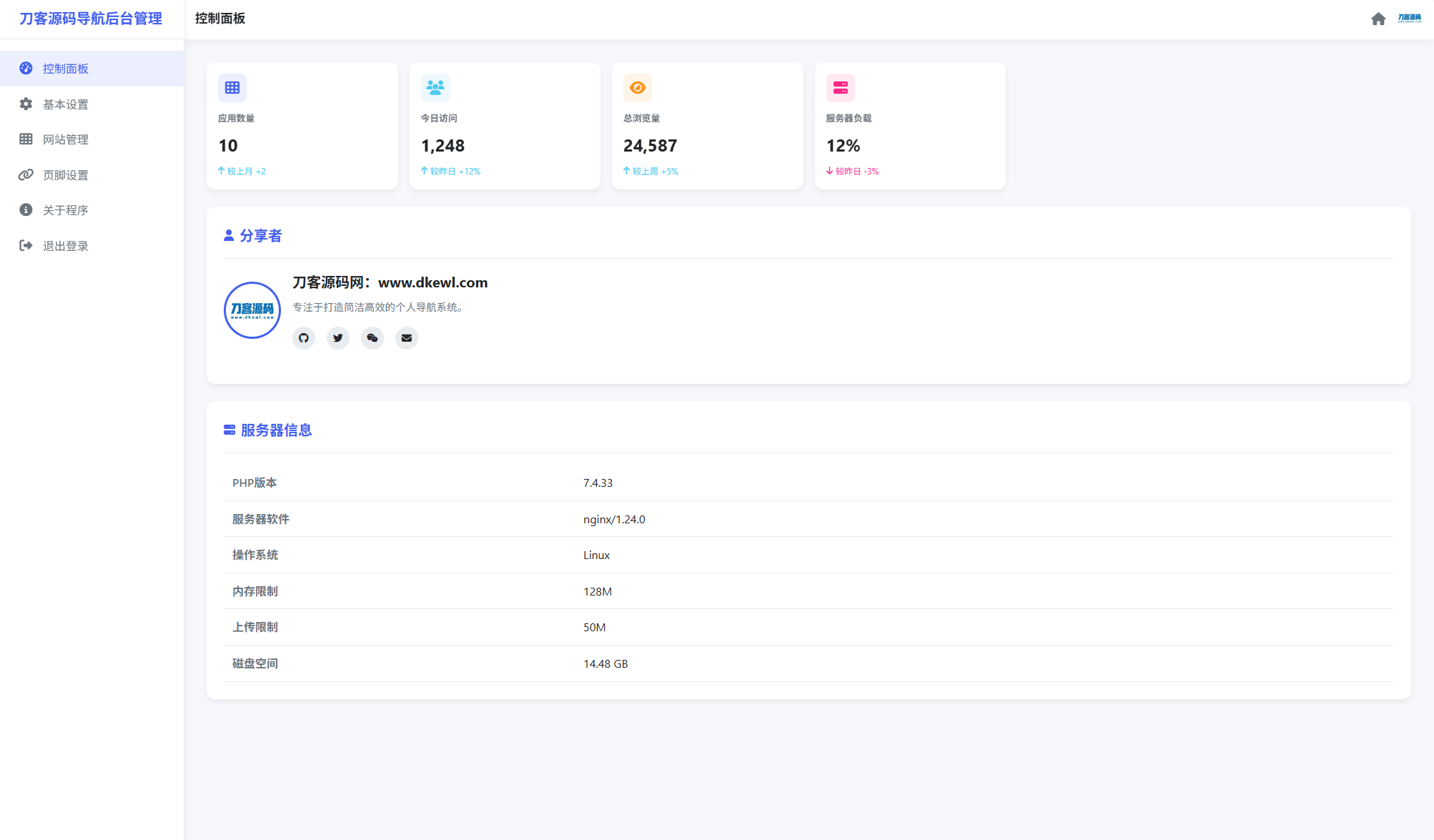 全新UI個人簡潔網址導航源碼 帶后臺