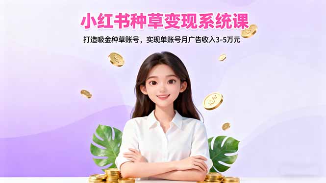 小紅書種草變現(xiàn)系統(tǒng)課:打造吸金種草賬號,實現(xiàn)單賬號月廣告收入3-5萬元