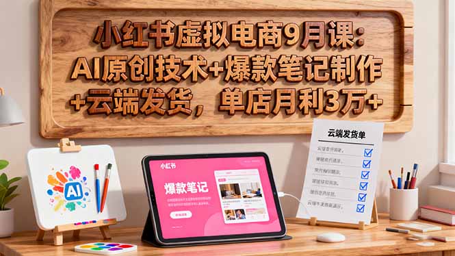 小紅書虛擬電商9月課:AI原創技術+爆款筆記制作+云端發貨,單店月利3萬+