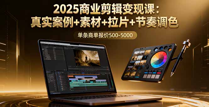 2025商業剪輯變現課:真實案例+素材+拉片+節奏調色,單條商單報價500-5000