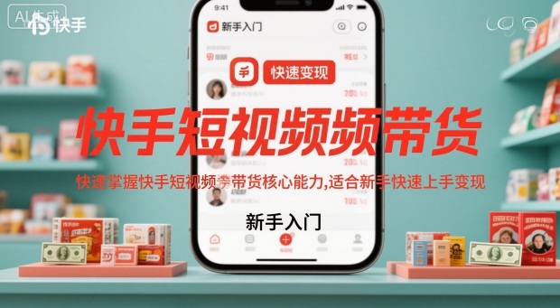 快手短視頻帶貨，快速掌握快手短視頻帶貨核心能力，適合新手快速上手變現