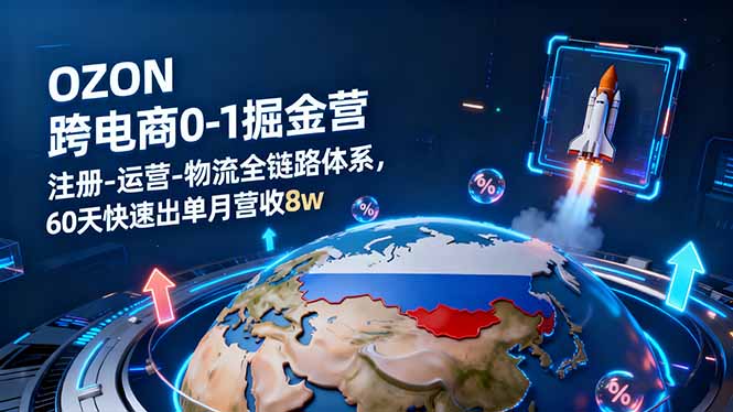 OZON跨境電商0-1掘金營：注冊-運營-物流全鏈路體系，60天快速出單月營收8w