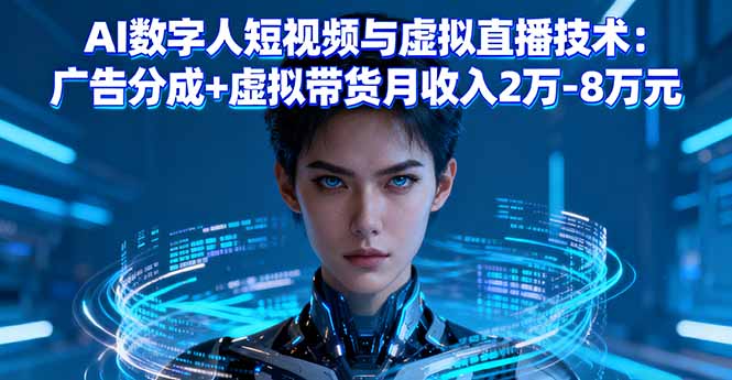 AI數(shù)字人短視頻與虛擬直播技術(shù)：廣告分成+虛擬帶貨月收入2萬(wàn)-8萬(wàn)元