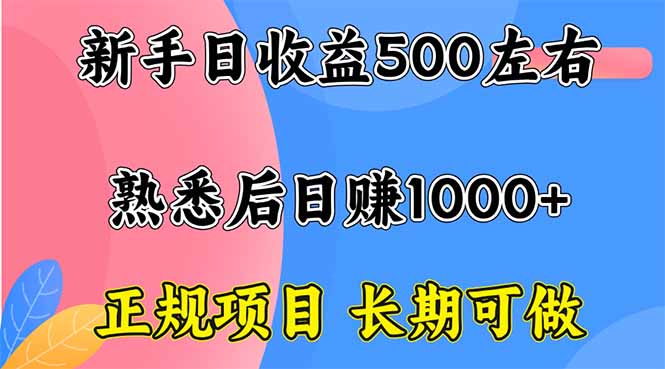新手日收益500+ 正規(guī)項(xiàng)目 長(zhǎng)期可做