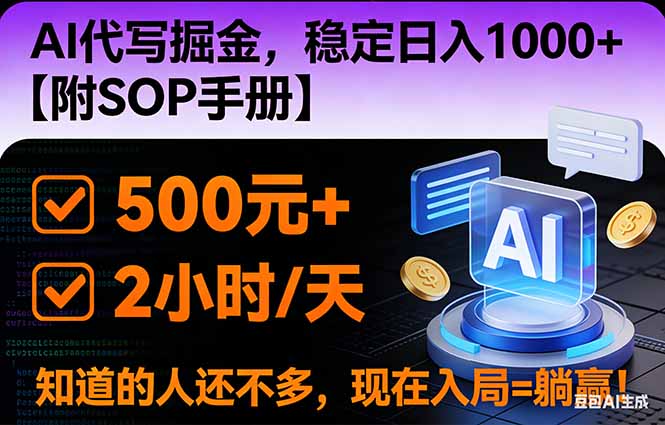 2026風(fēng)口項(xiàng)目,AI代寫掘金，穩(wěn)定日入1000+，掌握核心技能【附SOP手冊】