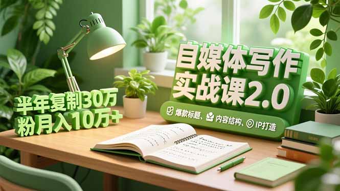 自媒體寫作實(shí)戰(zhàn)課2.0，爆款標(biāo)題、內(nèi)容結(jié)構(gòu)、IP打造，半年復(fù)制30萬(wàn)粉月入10萬(wàn)+