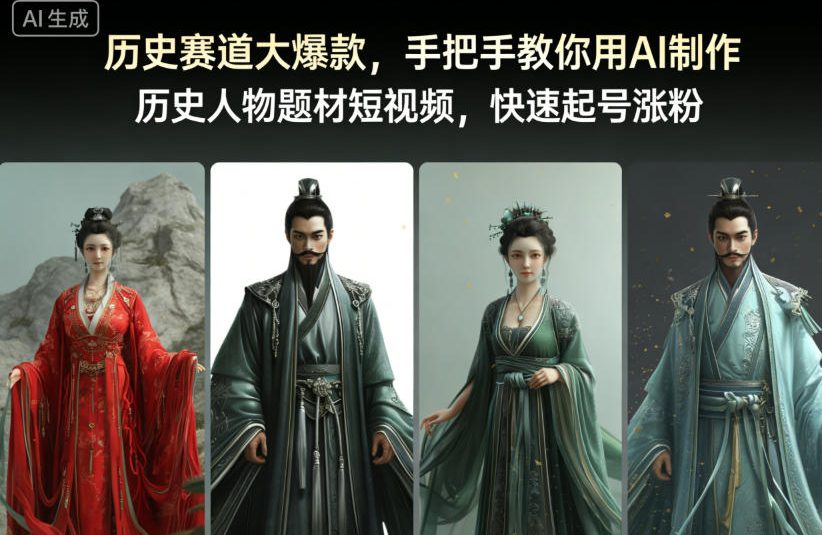 歷史賽道大爆款，手把手教你用AI制作歷史人物題材短視頻，快速起號漲粉