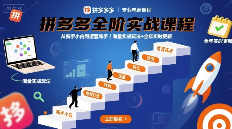 拼多多全階實戰課程，從新手小白到運營高手，海量實戰玩法+全年實時更新【2025年9月更新】