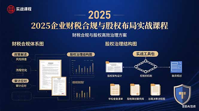 2025企業(yè)財(cái)稅合規(guī)與股權(quán)布局的實(shí)戰(zhàn)課程:財(cái)稅合規(guī)與股權(quán)高效治理方案