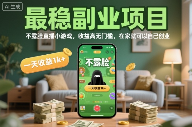 最穩副業項目,不露臉直播小游戲,收益高無門檻,一天收益1k+,在家就可以自己創業【揭秘】