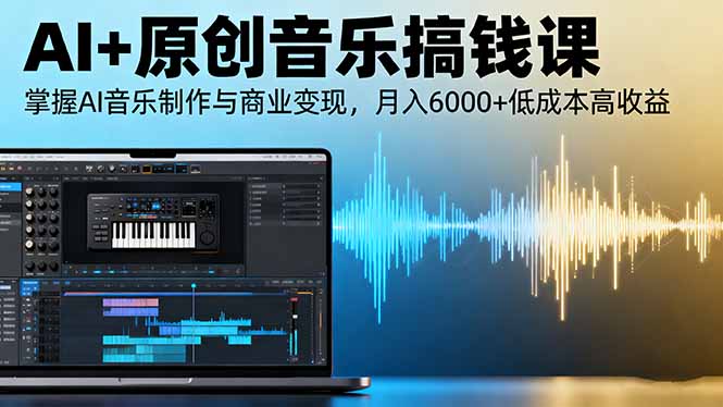 AI+原創(chuàng)音樂搞錢課：掌握AI音樂制作與商業(yè)變現(xiàn)，月入6000+低成本高收益