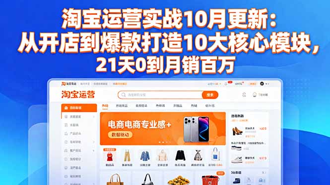 淘寶運營實戰10月更新：從開店到爆款打造10大核心模塊，21天0到月銷百萬