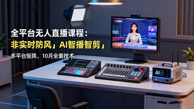 全平臺無人直播課程：非實時防風＋AI智播智剪＋多平臺矩陣，10月全套技術