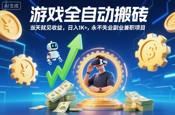 游戲全自動搬磚,當天就見收益,日入1K+,永不失業副業兼職項目【揭秘】