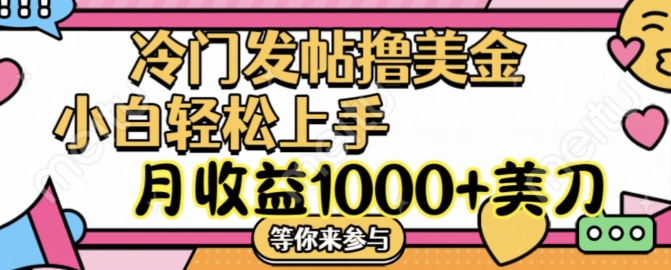 冷門發帖擼美金項目，月收益1000+美金，簡單無腦，干就完了【揭秘】