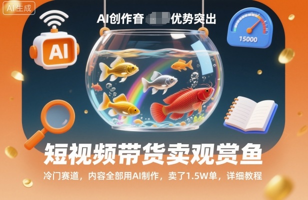 短視頻帶貨賣觀賞魚,冷門賽道,內容全部用AI制作,賣了1.5W單,詳細教程