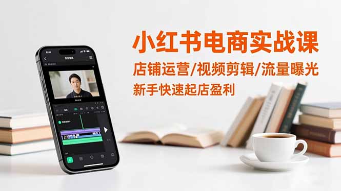 小紅書電商實戰課:店鋪運營/視頻剪輯/流量曝光,新手快速起店盈利