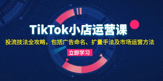 TikTok小店運營課:投流技法全攻略,包括廣告命名 擴量手法及市場運營方法