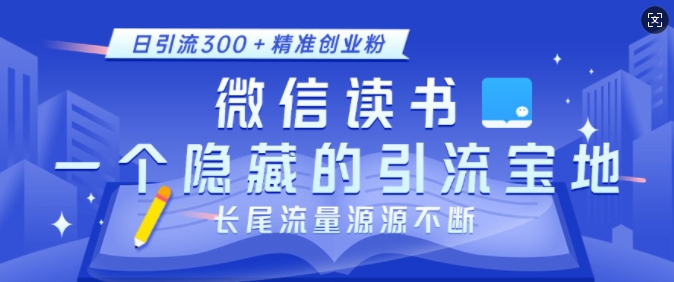 微信讀書，一個(gè)隱藏的引流寶地，不為人知的小眾打法，日引流300+精準(zhǔn)創(chuàng)業(yè)粉，長(zhǎng)尾流量源源不斷