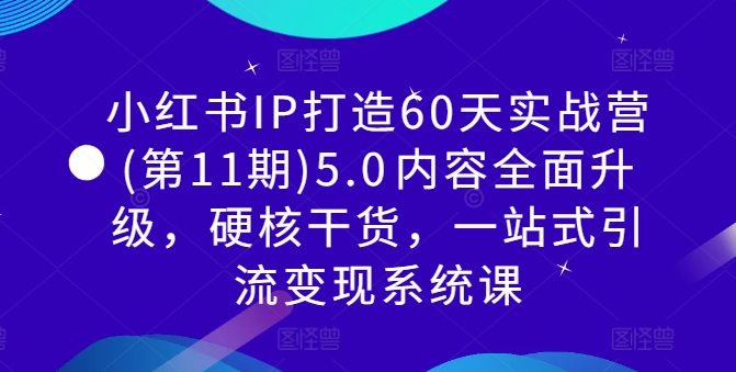 小紅書IP打造60天實戰營(第11期)5.0?內容全面升級,硬核干貨,一站式引流變現系統課