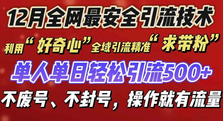 12 月份全網最安全引流創業粉技術來襲，不封號不廢號，有操作就有流量【揭秘】