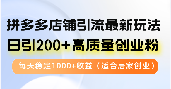 拼多多店鋪引流最新玩法，日引200+高質(zhì)量創(chuàng)業(yè)粉，每天穩(wěn)定1000+收益(...