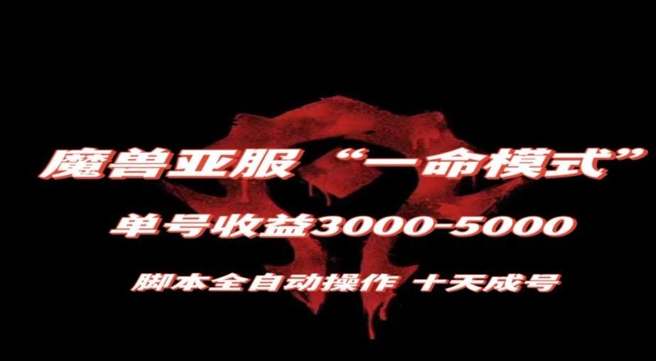 魔獸亞服一命模式，10天成號-單號3千-5千，腳本全自動操作，保姆級教學【揭秘】