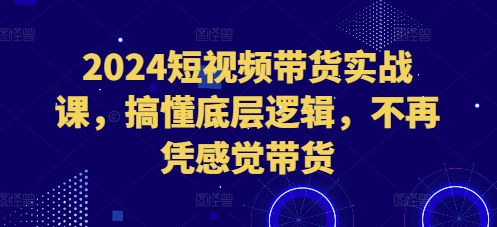 2024短視頻帶貨實(shí)戰(zhàn)課,搞懂底層邏輯,不再憑感覺(jué)帶貨