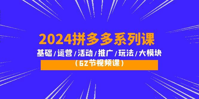 (10019期)2024拼多多系列課：基礎/運營/活動/推廣/玩法/大模塊(62節視頻課)