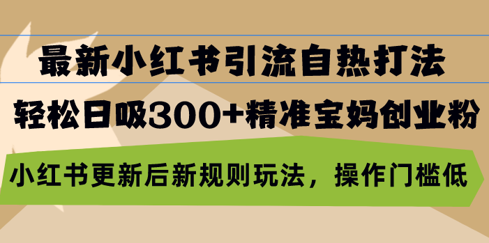 最新小紅書引流自熱打法，輕松日吸300+精準寶媽創業粉，小紅書更新后新...