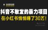 抖音不敢發的暴利項目，在小紅書悄悄掙了30W