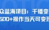小眾藍海項目，千播變現2.5k+操作當天可變現