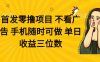 零擼項目 不看廣告 手機隨時可做 單日收益三位數(shù)