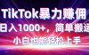 TikTok搬運暴力賺傭，日入1000+，簡單搬運，小白也能輕松上手