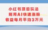 小紅書商單項目新玩法，利用AI快速漲粉收益每月平均3W