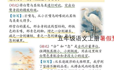 五年級語文上冊暑假預習仿寫句子