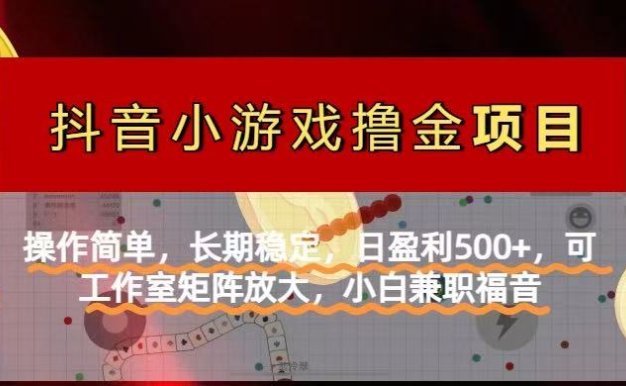 【抖音小游戲發行人計劃項目】操作簡單，長期穩定，日盈利500+，可工作…