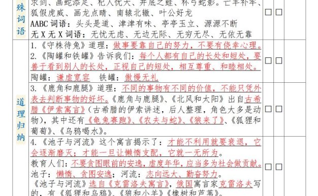 三下語文1-8單元知識梳理背誦闖關表(8頁)