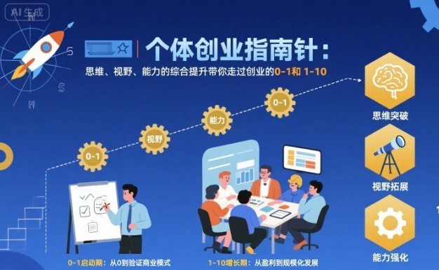 個體創業指南針,思維、視野、能力的綜合提升帶你走過創業的0-1和1-10【音頻】
